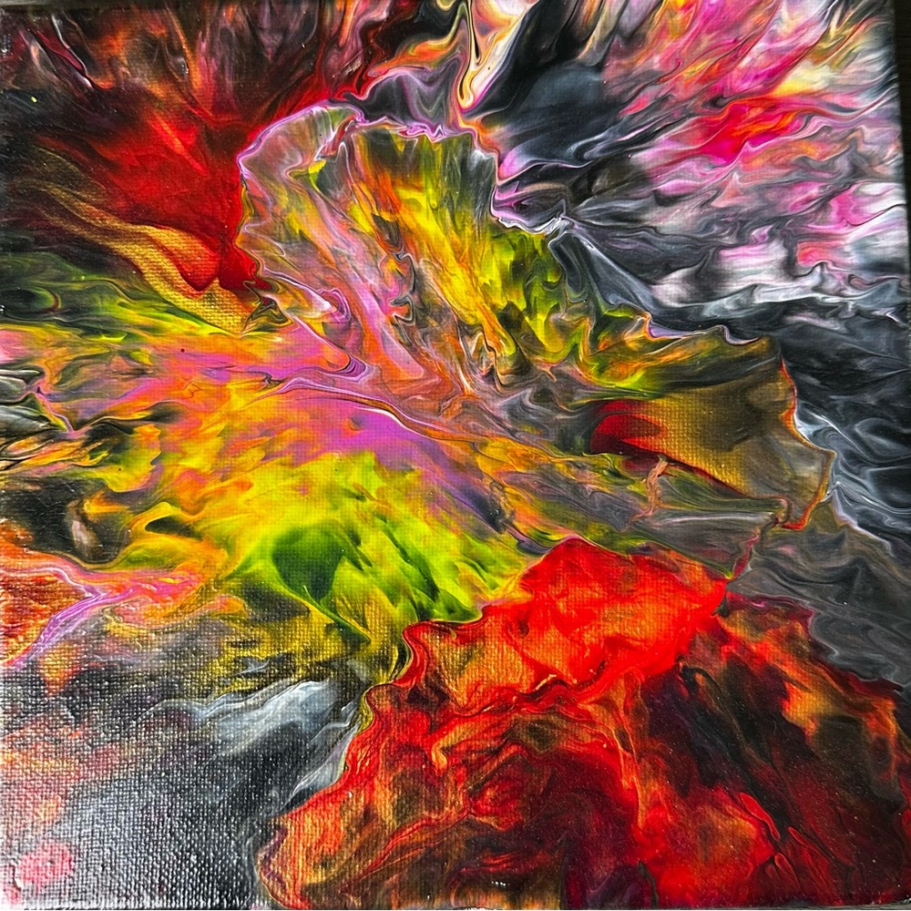 Paint Pouring by Sylvia on 8x8 canvas